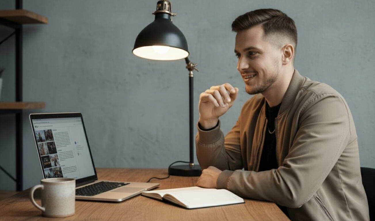 Stock Quest Image of an investor thinking